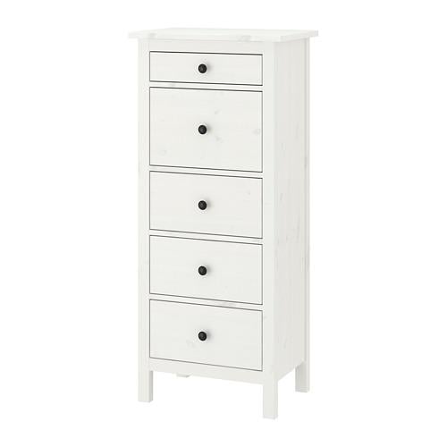 Professor ubehag gennemførlig HEMNES kommode med 5 skuffer hvid plet 58x40x131 cm (202.471.90) -  anmeldelser, pris, hvor man kan købe