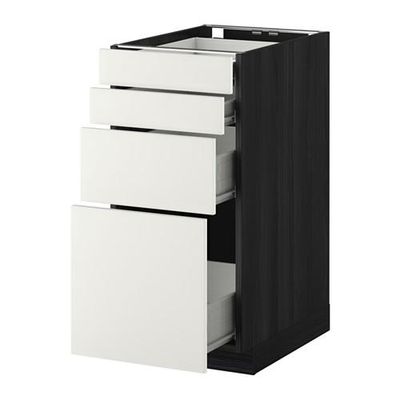 МЕТОД / ФОРВАРА Напольн шкаф 4 фронт панели/4 ящика - 40x60 см, Хэггеби белый, под дерево черный МЕТОД / ФОРВАРА Напольн шкаф 4 фронт панели/4 ящика - 40x60 см, Хэггеби белый, под дерево черный