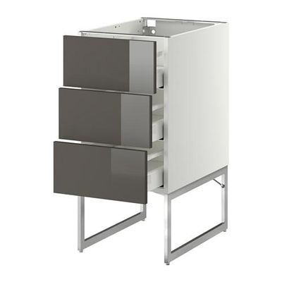 МЕТОД / МАКСИМЕРА Нплн шк 3 фрнт/3 средн ящика - белый, Рингульт глянцевый серый, 40x60x60 см