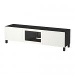 БЕСТО Тумба под ТВ с ящиками и дверцей - черно-коричневый белый прозрачное стекло, направляющие ящика, плавно закр БЕСТО Тумба под ТВ с ящиками и дверцей - черно-коричневый белый прозрачное стекло, направляющие ящика, плавно закр