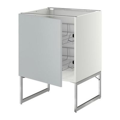 МЕТОД Напольный шкаф с проволочн ящиками - 60x60x60 см, Веддинге серый, белый