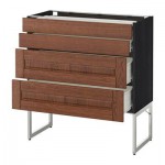 МЕТОД / ФОРВАРА Нплн шк 4 фронт/2 низк/2средн ящ - 80x37x60 см, Филипстад коричневый, под дерево черный