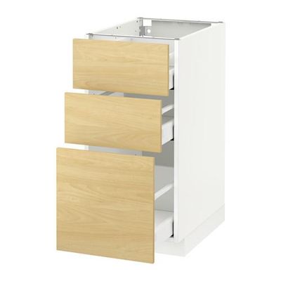 МЕТОД / МАКСИМЕРА Напольный шкаф с 3 ящиками - 40x60 см, Тингсрид под березу, белый