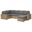 СОЛЛЕРОН Садовый угловой диван 4+1,табурет - коричневый/ФРЁСЁН/ДУВХОЛЬМЕН темно-серый