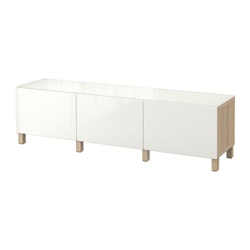 БЕСТО Комбинация для хранения с ящиками - под беленый дуб/Сельсвикен глянцевый/белый, направляющие ящика,нажимные