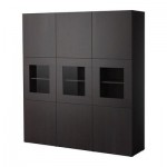 БЕСТО Комбинация д/хранения+стекл дверц - черно-коричневый БЕСТО Комбинация д/хранения+стекл дверц - черно-коричневый