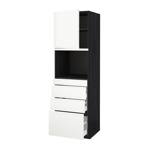 МЕТОД / МАКСИМЕРА Высокий шкаф д/СВЧ/дверца/4ящика - под дерево черный, Воксторп белый, 60x60x200 см МЕТОД / МАКСИМЕРА Высокий шкаф д/СВЧ/дверца/4ящика - под дерево черный, Воксторп белый, 60x60x200 см