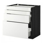 МЕТОД / ФОРВАРА Напольн шкаф 4 фронт панели/4 ящика - 80x60 см, Рингульт глянцевый белый, под дерево черный