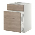 МЕТОД / МАКСИМЕРА Напольн шк п-мойку+3фрнт пнл/2ящ - 60x60 см, Брокхульт под грецкий орех светло-серый, белый