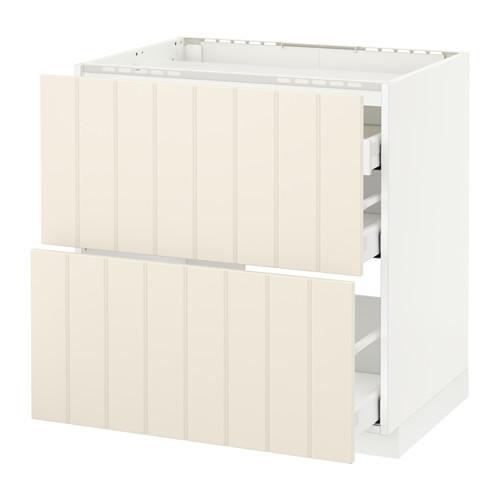 МЕТОД / МАКСИМЕРА Напольн шкаф/2 фронт пнл/3 ящика - белый, Хитарп белый с оттенком, 80x60 см