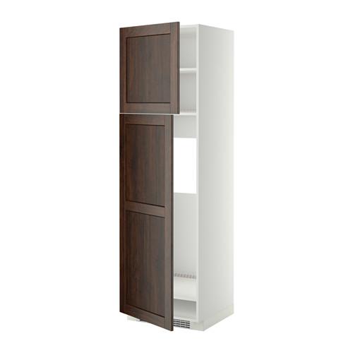МЕТОД Высокий шкаф д/холодильника/2дверцы - белый, Эдсерум под дерево коричневый, 60x60x200 см МЕТОД Высокий шкаф д/холодильника/2дверцы - белый, Эдсерум под дерево коричневый, 60x60x200 см