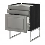 МЕТОД / МАКСИМЕРА Напольн шкаф 3фронт пнл/2низ/2ср ящ - под дерево черный, Будбин серый, 60x60x60 см