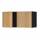 МЕТОД Навесной шкаф с 2 дверями - под дерево черный, Экестад дуб