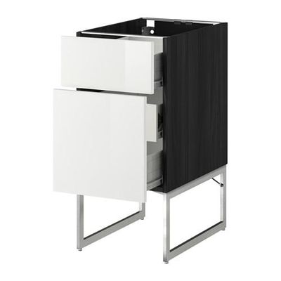 МЕТОД / ФОРВАРА Наполн шк 2 фрнт/3 средн ящ - 40x60x60 см, Рингульт глянцевый белый, под дерево черный