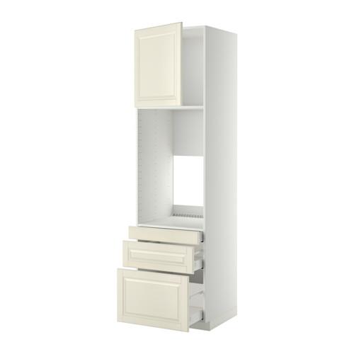 МЕТОД / МАКСИМЕРА Выс шкаф д/двойн духовки/3ящ/дверца - белый, Будбин белый с оттенком, 60x60x220 см