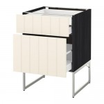 МЕТОД / МАКСИМЕРА Напольн шкаф 2фронт пнл/2низ/1вс ящ - под дерево черный, Хитарп белый с оттенком, 60x60x60 см