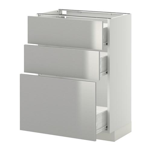 МЕТОД / ФОРВАРА Нплн шк 3 фрнт/3 средн ящика - белый, Гревста нержавеющ сталь, 60x37 см МЕТОД / ФОРВАРА Нплн шк 3 фрнт/3 средн ящика - белый, Гревста нержавеющ сталь, 60x37 см