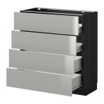 МЕТОД / ФОРВАРА Напольн шкаф 4 фронт панели/4 ящика - под дерево черный, Гревста нержавеющ сталь, 80x37 см МЕТОД / ФОРВАРА Напольн шкаф 4 фронт панели/4 ящика - под дерево черный, Гревста нержавеющ сталь, 80x37 см