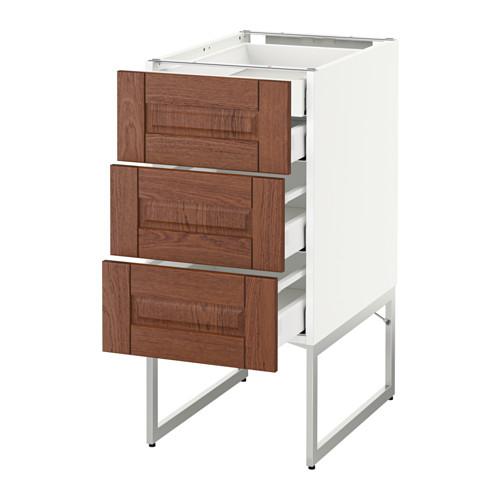 МЕТОД / МАКСИМЕРА Напольн шкаф 3фронт пнл/2низ/2ср ящ - белый, Филипстад коричневый, 40x60x60 см МЕТОД / МАКСИМЕРА Напольн шкаф 3фронт пнл/2низ/2ср ящ - белый, Филипстад коричневый, 40x60x60 см