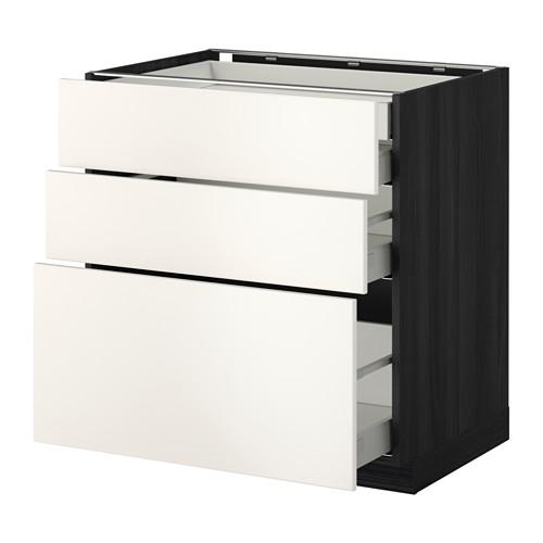 МЕТОД / МАКСИМЕРА Нплн шк 3 фрнт/2нзк/1срд/1вс ящ - под дерево черный, Веддинге белый, 80x60 см