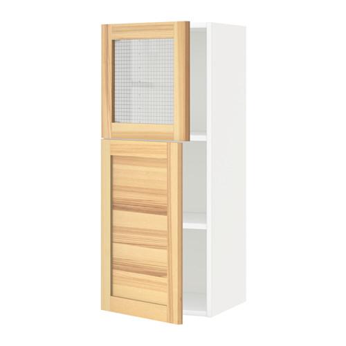 МЕТОД Навесн шкаф/полки/дверь/стекл дверь - белый, Торхэмн естественный ясень МЕТОД Навесн шкаф/полки/дверь/стекл дверь - белый, Торхэмн естественный ясень