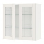 МЕТОД Навесной шкаф с полками/2 стекл дв - белый, Сэведаль белый, 80x80 см