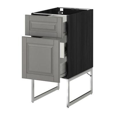 МЕТОД / ФОРВАРА Наполн шк 2 фрнт/3 средн ящ - 40x60x60 см, Будбин серый, под дерево черный