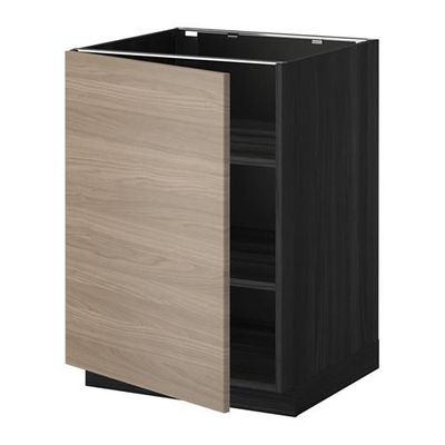 МЕТОД Напольный шкаф с полками - 60x60 см, Брокхульт под грецкий орех светло-серый, под дерево черный МЕТОД Напольный шкаф с полками - 60x60 см, Брокхульт под грецкий орех светло-серый, под дерево черный