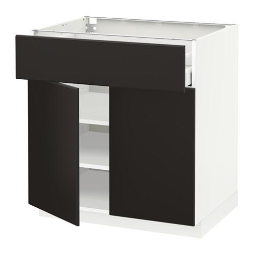 МЕТОД / МАКСИМЕРА Напольный шкаф+ящик/2дверцы - белый, Кунгсбакка антрацит, 80x60 см МЕТОД / МАКСИМЕРА Напольный шкаф+ящик/2дверцы - белый, Кунгсбакка антрацит, 80x60 см