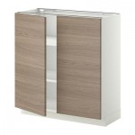 МЕТОД Напол шкаф с полками/2двери - 80x37 см, Брокхульт под грецкий орех светло-серый, белый