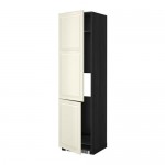 МЕТОД Высокий шкаф д/холод/мороз/2дверцы - под дерево черный, Будбин белый с оттенком