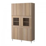 БЕСТО Комбинация д/хранения с зерк дверц - под беленый дуб