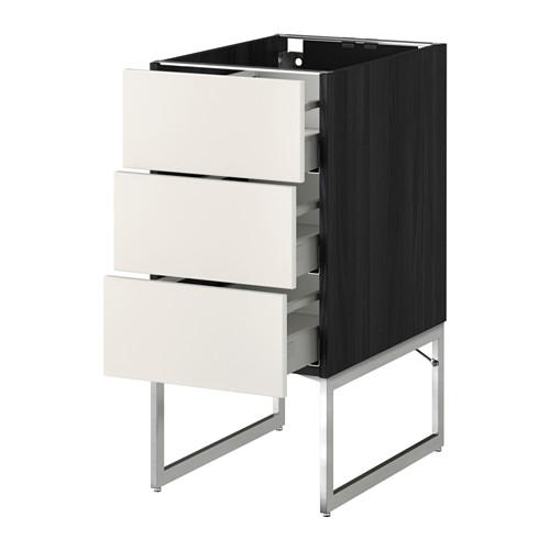 МЕТОД / МАКСИМЕРА Нплн шк 3 фрнт/3 средн ящика - под дерево черный, Веддинге белый, 40x60x60 см
