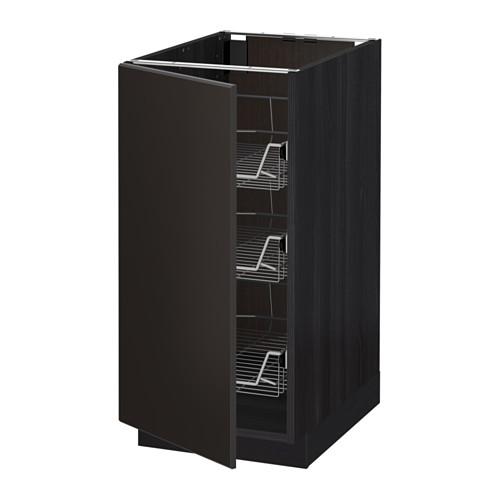 МЕТОД Напольный шкаф с проволочн ящиками - под дерево черный, Кунгсбакка антрацит, 40x60 см