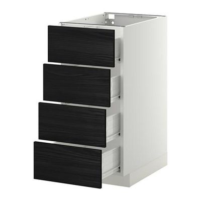 МЕТОД / ФОРВАРА Напольн шкаф 4 фронт панели/4 ящика - 40x60 см, Тингсрид под дерево черный, белый