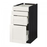 МЕТОД / ФОРВАРА Напольн шкаф 4 фронт панели/4 ящика - 40x60 см, Сэведаль белый, под дерево черный МЕТОД / ФОРВАРА Напольн шкаф 4 фронт панели/4 ящика - 40x60 см, Сэведаль белый, под дерево черный