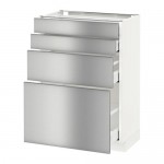 МЕТОД / МАКСИМЕРА Напольн шкаф 4 фронт панели/4 ящика - белый, Гревста нержавеющ сталь, 60x37 см МЕТОД / МАКСИМЕРА Напольн шкаф 4 фронт панели/4 ящика - белый, Гревста нержавеющ сталь, 60x37 см