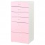 СТУВА / ФРИТИДС Комод с 6 ящиками - белый/светло-розовый