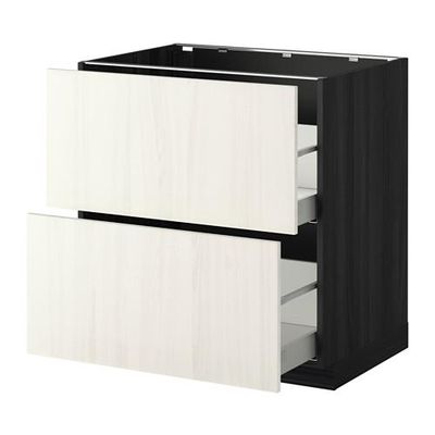 МЕТОД / МАКСИМЕРА Напольн шкаф 2фрнт/2выс ящ - 80x60 см, Росдаль белый ясень, под дерево черный МЕТОД / МАКСИМЕРА Напольн шкаф 2фрнт/2выс ящ - 80x60 см, Росдаль белый ясень, под дерево черный