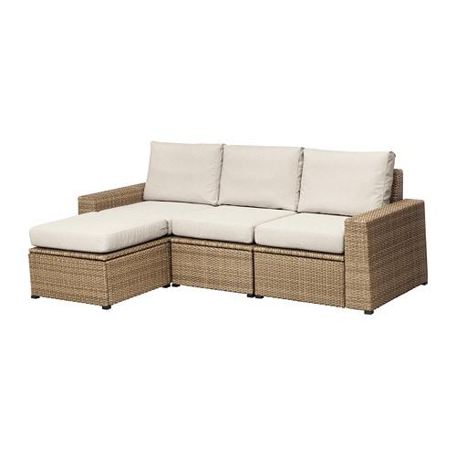 СОЛЛЕРОН 3-местный диван+табурет д/ног,садов - коричневый/ФРЁСЁН/ДУВХОЛЬМЕН бежевый