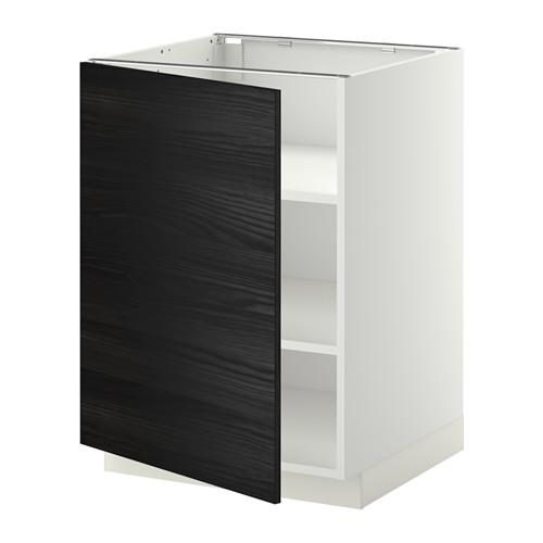 МЕТОД Напольный шкаф с полками - белый, Тингсрид под дерево черный, 60x60 см МЕТОД Напольный шкаф с полками - белый, Тингсрид под дерево черный, 60x60 см