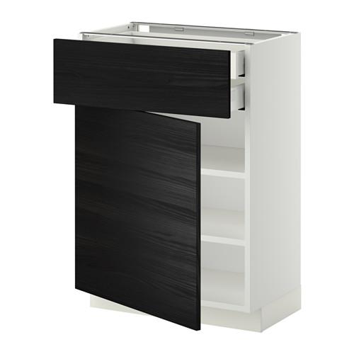 METOD напольн шкаф двр/фр пнл/плк/2низ ящ цвет алюминия