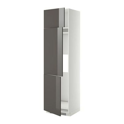МЕТОД Выс шкаф для хол/мороз с 3 дверями - 60x60x220 см, Рингульт глянцевый серый, белый