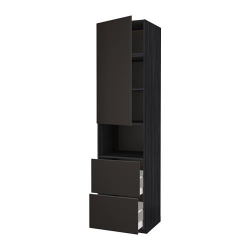 МЕТОД / МАКСИМЕРА Высокий шкаф д/СВЧ/дверца/2ящика - под дерево черный, Кунгсбакка антрацит, 60x60x240 см МЕТОД / МАКСИМЕРА Высокий шкаф д/СВЧ/дверца/2ящика - под дерево черный, Кунгсбакка антрацит, 60x60x240 см