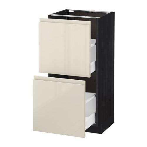 МЕТОД / МАКСИМЕРА Напольный шкаф с 2 ящиками - под дерево черный, Воксторп глянцевый светло-бежевый, 40x37 см МЕТОД / МАКСИМЕРА Напольный шкаф с 2 ящиками - под дерево черный, Воксторп глянцевый светло-бежевый, 40x37 см