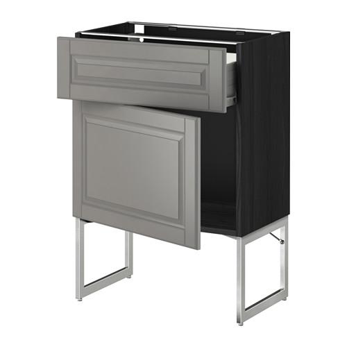 МЕТОД / ФОРВАРА Напольный шкаф с ящиком/дверью - 60x37x60 см, Будбин серый, под дерево черный