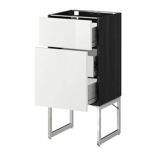 МЕТОД / ФОРВАРА Наполн шк 2 фрнт/3 средн ящ - 40x37x60 см, Рингульт глянцевый белый, под дерево черный