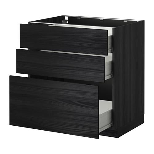 МЕТОД / ФОРВАРА Напольный шкаф с 3 ящиками - под дерево черный, Тингсрид под дерево черный, 80x60 см МЕТОД / ФОРВАРА Напольный шкаф с 3 ящиками - под дерево черный, Тингсрид под дерево черный, 80x60 см