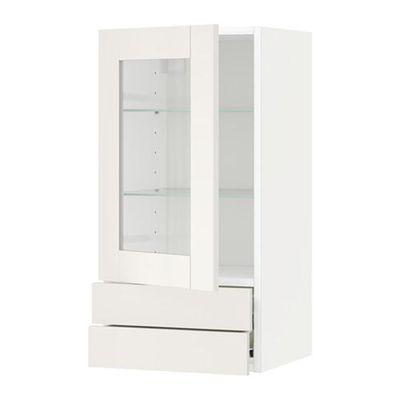МЕТОД / ФОРВАРА Навесной шкаф/стекл дверца/2 ящика - 40x80 см, белый, Сэведаль белый МЕТОД / ФОРВАРА Навесной шкаф/стекл дверца/2 ящика - 40x80 см, белый, Сэведаль белый