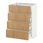 МЕТОД / МАКСИМЕРА Напольн шкаф 4 фронт панели/4 ящика - белый, Экестад дуб, 60x37 см МЕТОД / МАКСИМЕРА Напольн шкаф 4 фронт панели/4 ящика - белый, Экестад дуб, 60x37 см